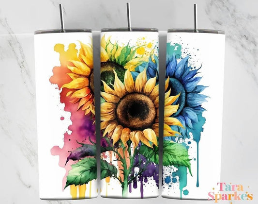 Sunflowers with Paint Drip