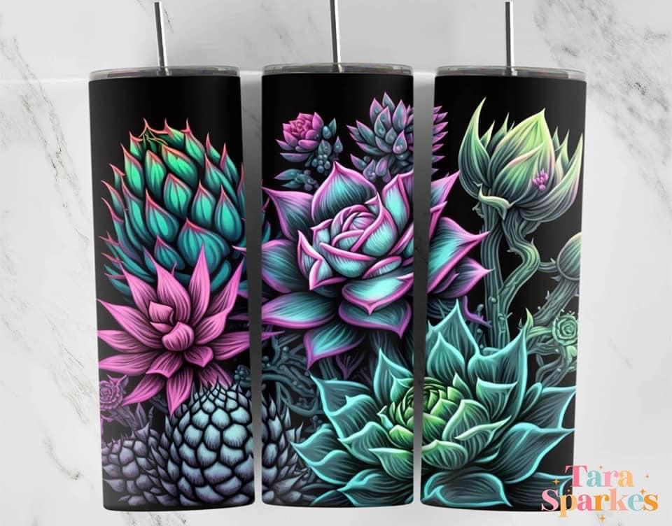 Neon Succulent Tumbler