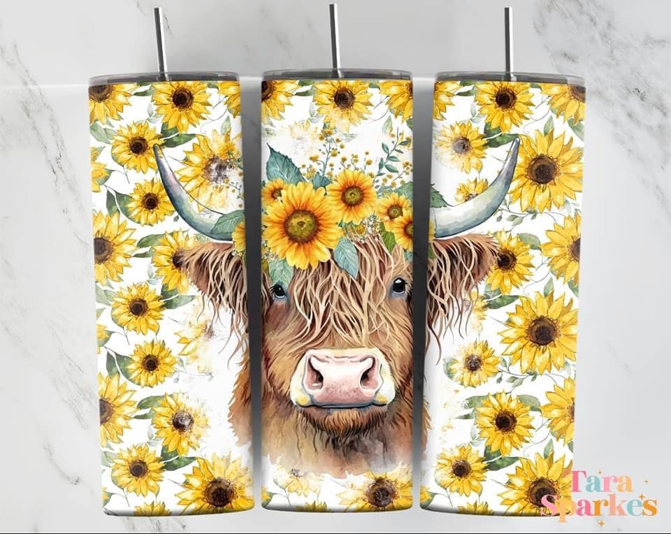 Sunflower Highland Cow