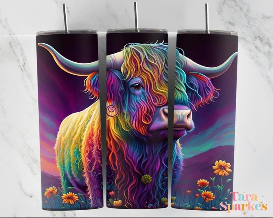 Rainbow Highland Cow