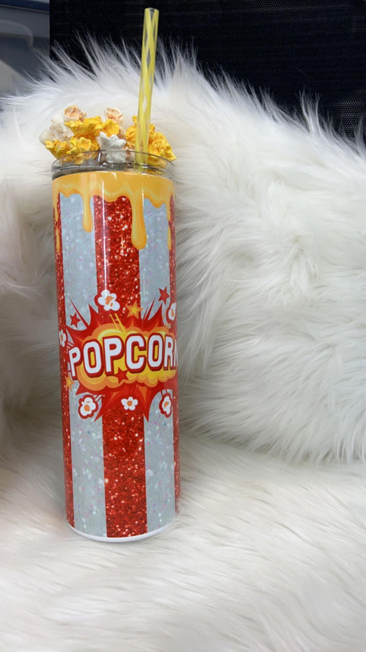 Popcorn tumbler with topper