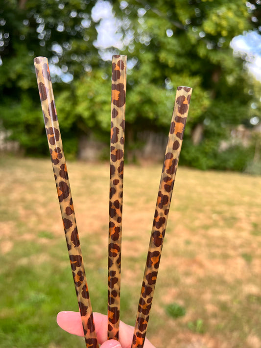 Leopard print straws